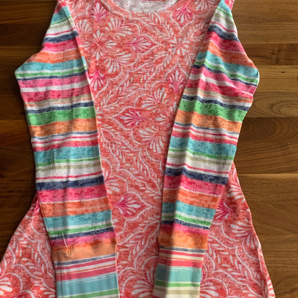 Sundance Catalog Light Thermal Colorful Striped Long Sleeve Women's Top NWOT